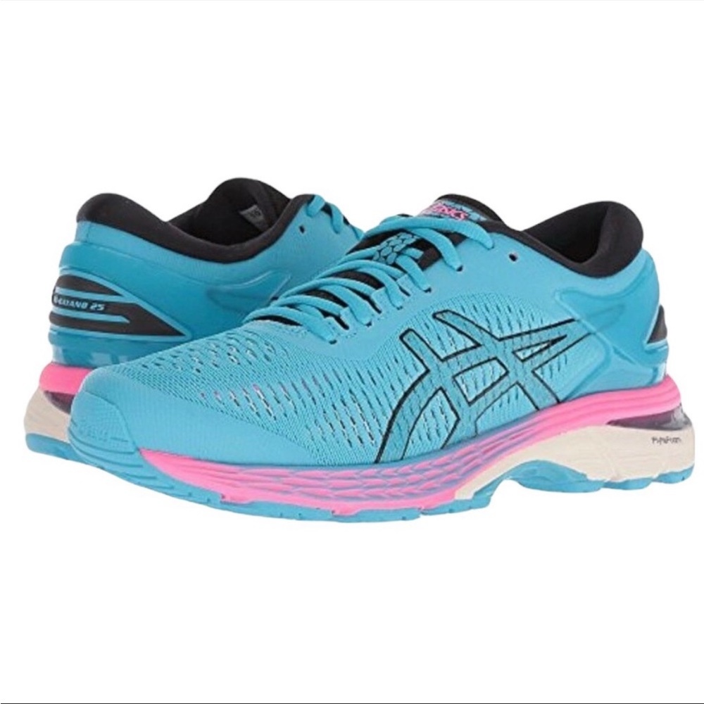 Asics FylteFoam Gel-Kayano 25 Running Shoes Training Sneakers Neon Aquarium Blue